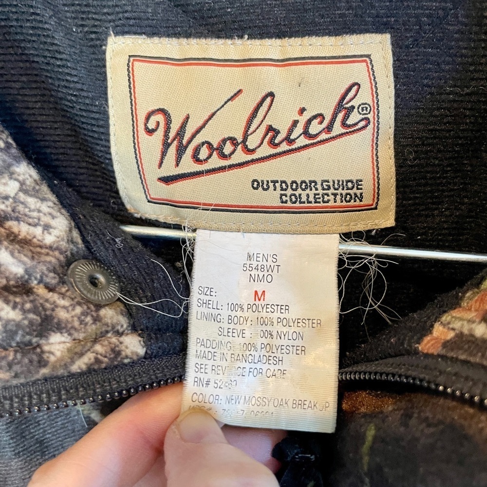 Vintage 90s Woolrich Men's Bomber Camo Jacket Coat Mossy Oak Medium mid weight - Picture 2 of 6